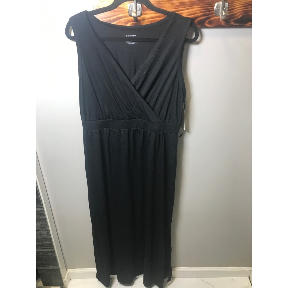 Sonoma Goods for Life Womens Black V-Neck Maxi Dress Sleeveless Empire Waist XL